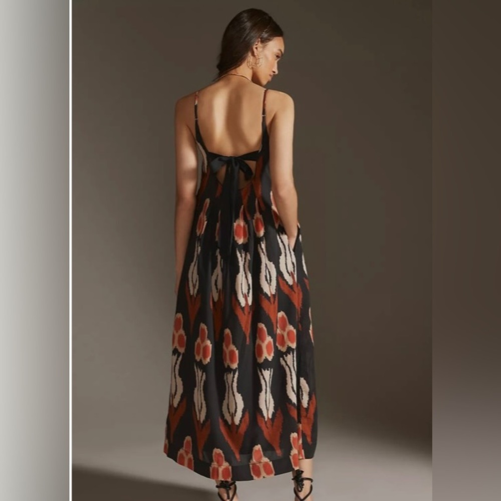 NWOT Anthropologie Nikki Pleated Maxi Color: BLACK MOTIF - Picture 2 of 5